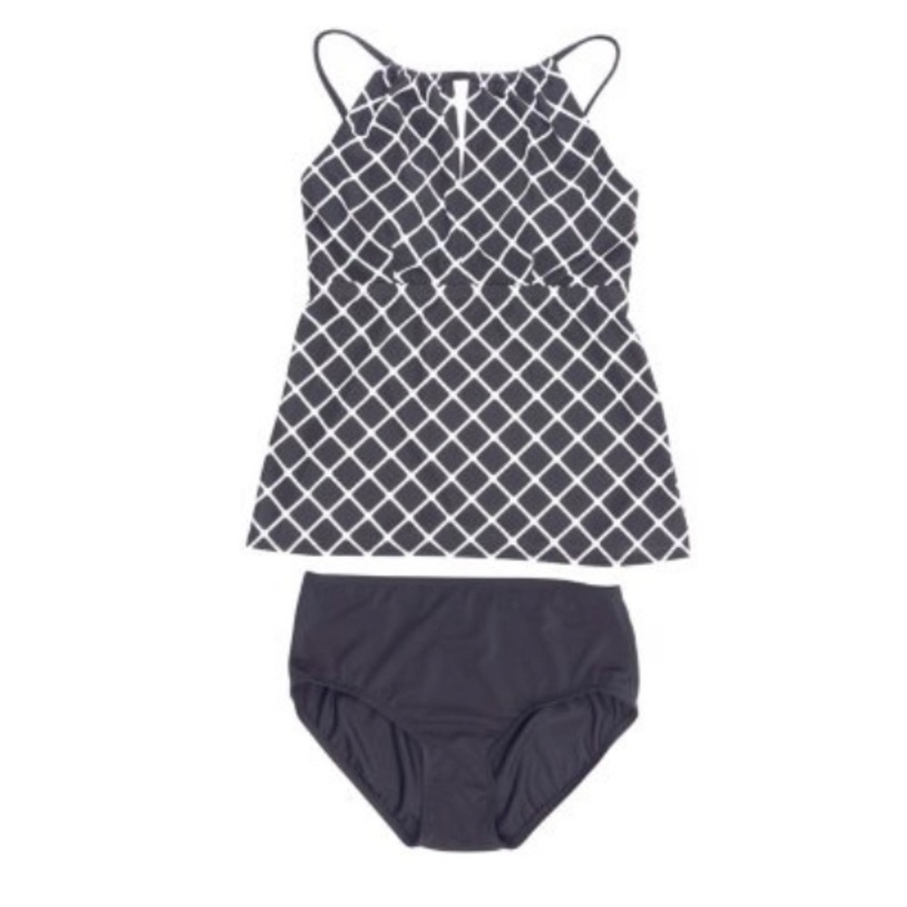NWT - Calypso Cove Tankini
2pc Hi-Neck Bathing Swim Suit
Black/White (Size 10)